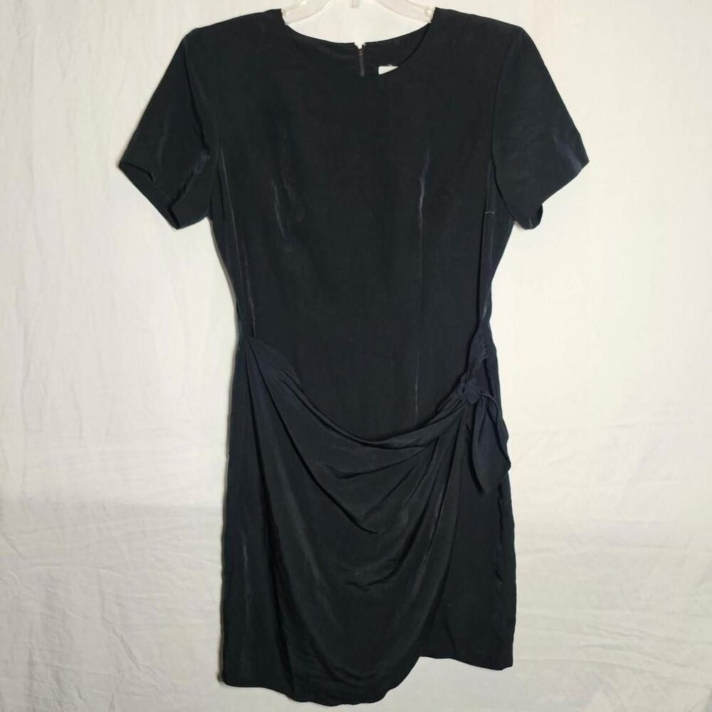 Black y2k 2000s front tie knee length dress